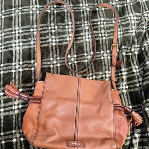 Fossil Tan Leather Crossbody Bag